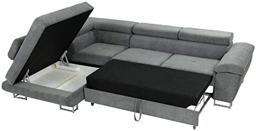 Ashbourne Grey Corner Sofa Bed with Storage