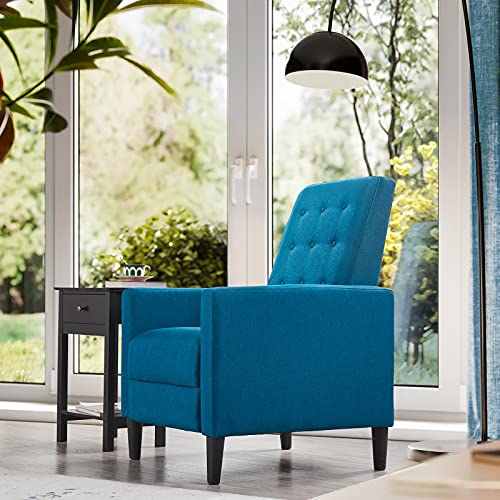 Blue Fabric Adjustable Recliner Armchair Sofa