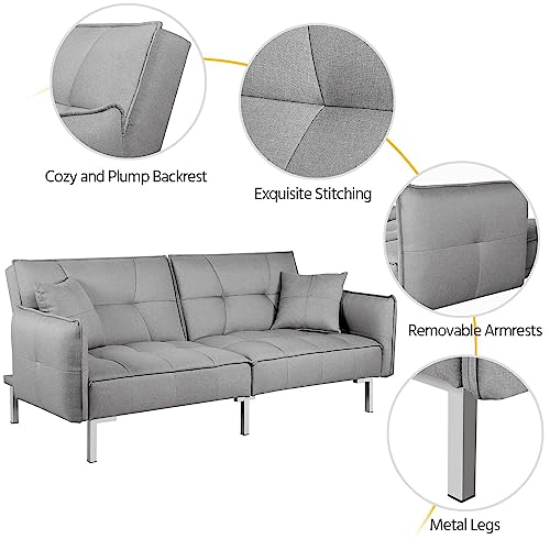 Yaheetech Modern 3-Seat Grey Click Clack Sofa