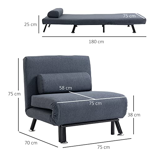 HOMCOM 3-in-1 Convertible Sofa Bed Chair