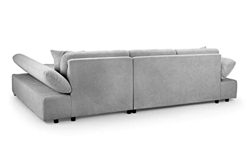 Malvi Grey Fabric Corner Sofa Bed with Storage