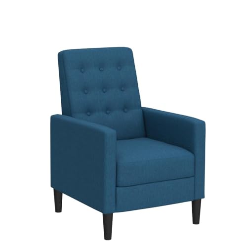 Blue Fabric Adjustable Recliner Armchair Sofa