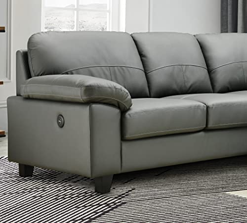 Dark Grey Leather Corner Sofa with USB Ports