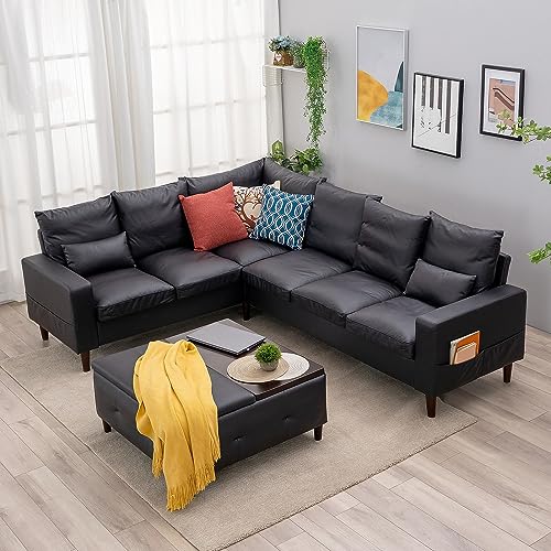 Panana Large 6-Seater Faux Leather Sectional Sofa