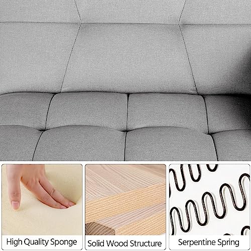 Yaheetech Modern 3-Seat Grey Click Clack Sofa