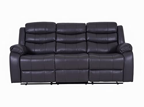 Roma Grey Leather 3-Seater Recliner Sofa