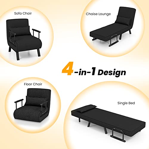 4-in-1 Convertible Folding Sofa Bed - Black