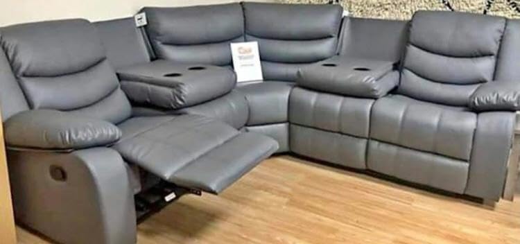Roma Grey Leather Corner Sofa 230x230 cm