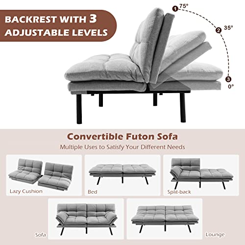Convertible 2/3 Seater Sofa Bed, Grey Linen