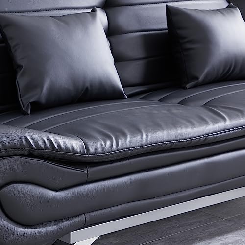 INMOZATA Faux Leather 3-Seat Recliner Sofa Bed