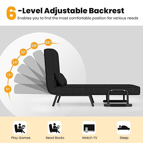 4-in-1 Convertible Folding Sofa Bed - Black