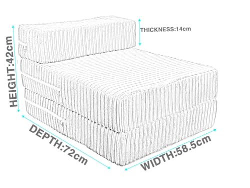 Mink Jumbo Cord Fold-Out Single Chair Bed