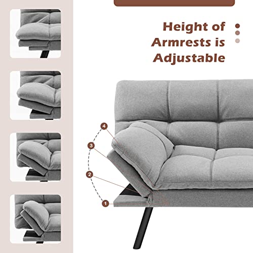 Convertible 2/3 Seater Sofa Bed, Grey Linen