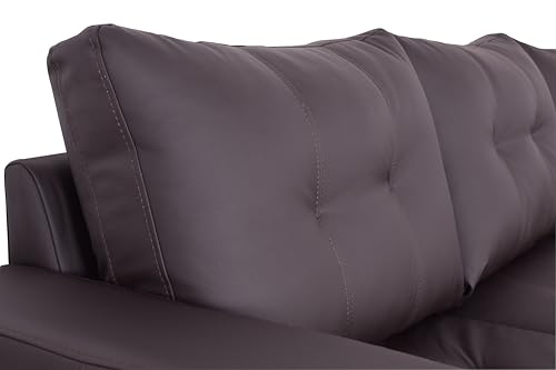 L-Shaped Black Faux Leather Sofa Bed with Storage
