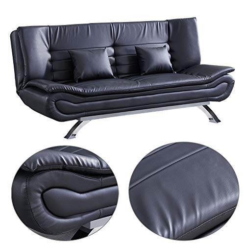 INMOZATA Faux Leather 3-Seat Recliner Sofa Bed