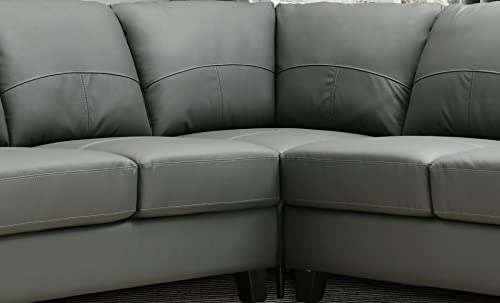 Dark Grey Leather Corner Sofa with USB Ports