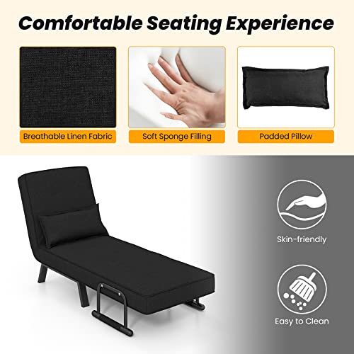 4-in-1 Convertible Folding Sofa Bed - Black