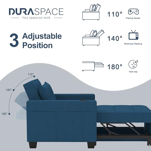 Navy Blue Modern Recliner Chair with USB Port