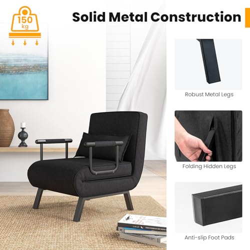 4-in-1 Convertible Folding Sofa Bed - Black