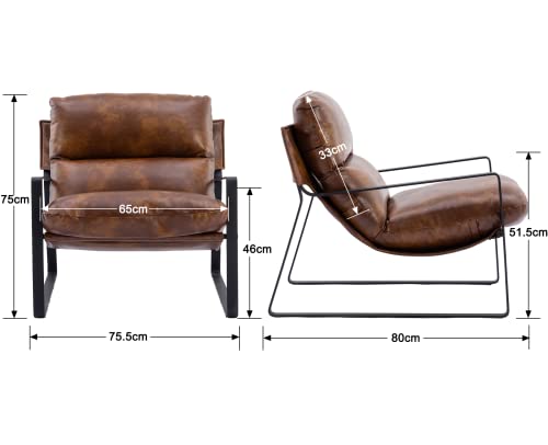 Wahson Modern Brown PU Leather Armchair
