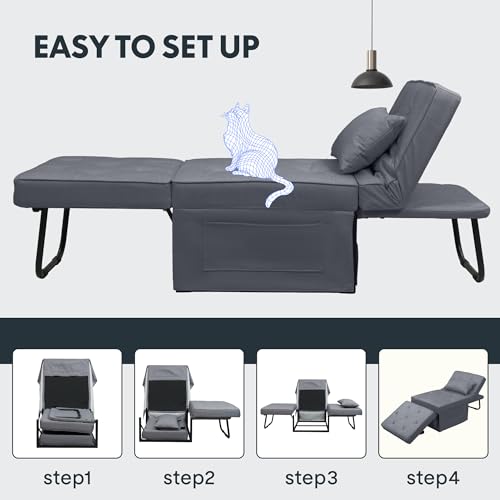FLEXISPOT 4-in-1 Convertible Sofa Bed - Gray
