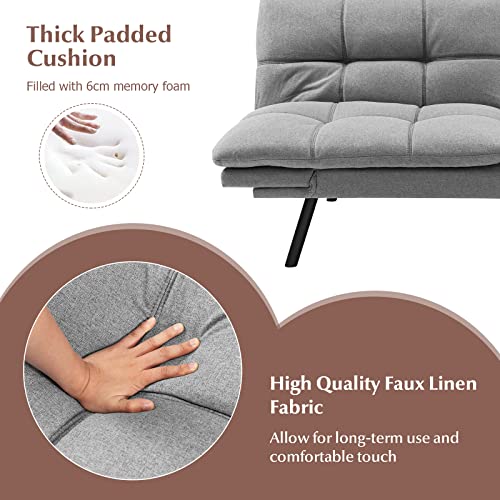 Convertible 2/3 Seater Sofa Bed, Grey Linen