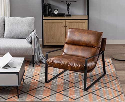 Wahson Modern Brown PU Leather Armchair