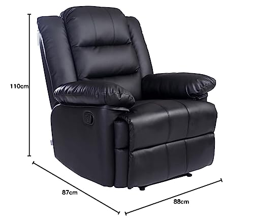 Loxley Manual Recliner Armchair in Black Leather
