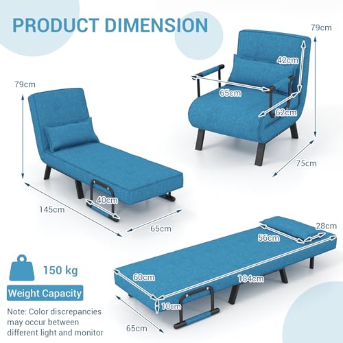 4-in-1 Convertible Sofa Bed with Adjustable Backrest