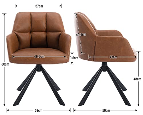 Modern Brown PU Leather Swivel Accent Chair