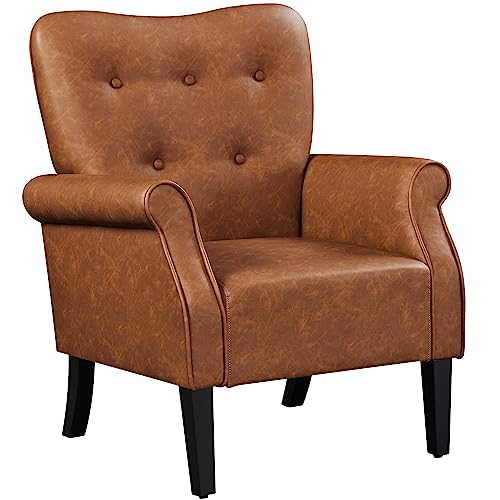 Mid-Century Retro PU Leather Accent Tub Chair