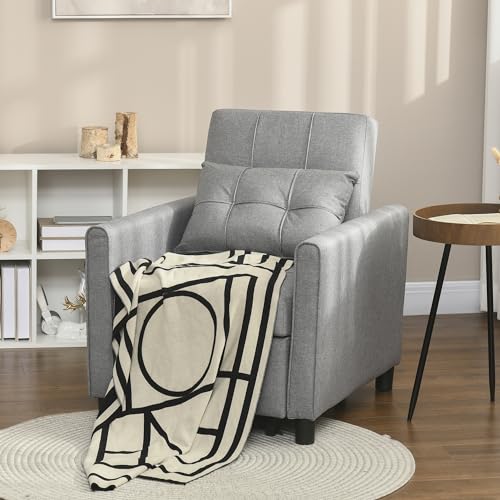 Light Grey Convertible Sofa Bed with Adjustable Backrest