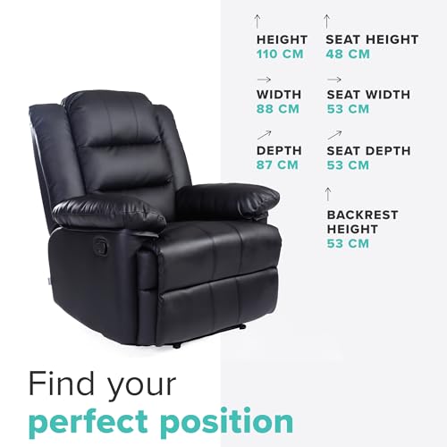 Loxley Manual Recliner Armchair in Black Leather