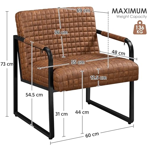 Modern PU Leather Retro Tub Armchair – Brown