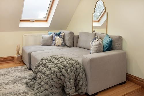 Cimiano Grey Corner Sofa Bed with Storage