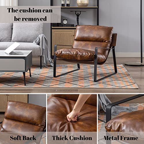 Wahson Modern Brown PU Leather Armchair