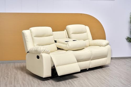 Cream Modern Roma Recliner Sofa Set