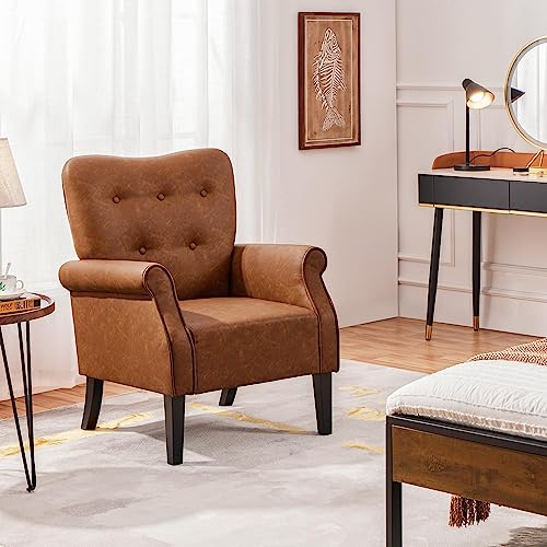 Mid-Century Retro PU Leather Accent Tub Chair