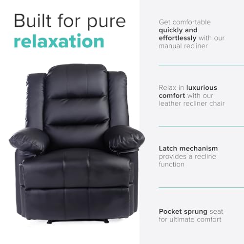 Loxley Manual Recliner Armchair in Black Leather