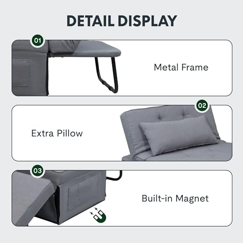 FLEXISPOT 4-in-1 Convertible Sofa Bed - Gray
