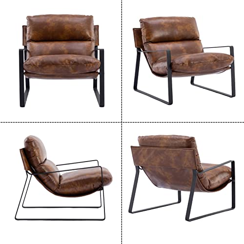 Wahson Modern Brown PU Leather Armchair