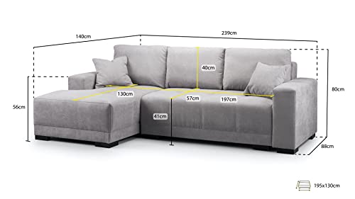 Cimiano Grey Corner Sofa Bed with Storage