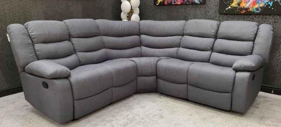 Roma Grey Leather Corner Sofa 230x230 cm