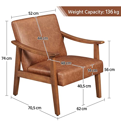 Light Brown Retro PU Leather Accent Chair