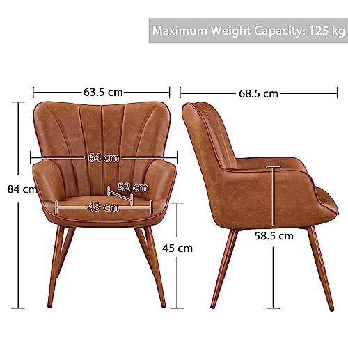 Yaheetech Retro Brown Curved Armchair for Living Room