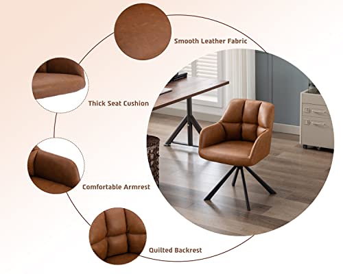 Modern Brown PU Leather Swivel Accent Chair