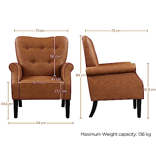 Mid-Century Retro PU Leather Accent Tub Chair
