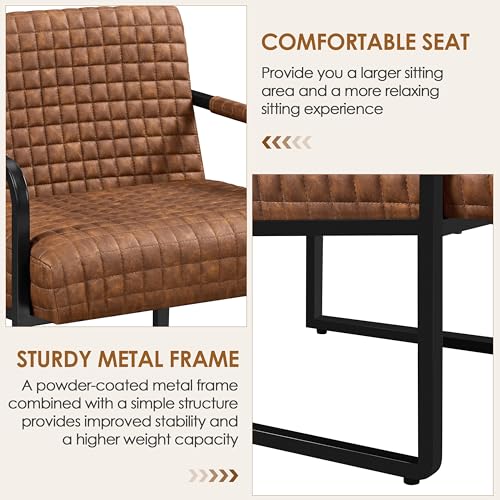 Modern PU Leather Retro Tub Armchair – Brown