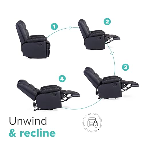 Loxley Manual Recliner Armchair in Black Leather