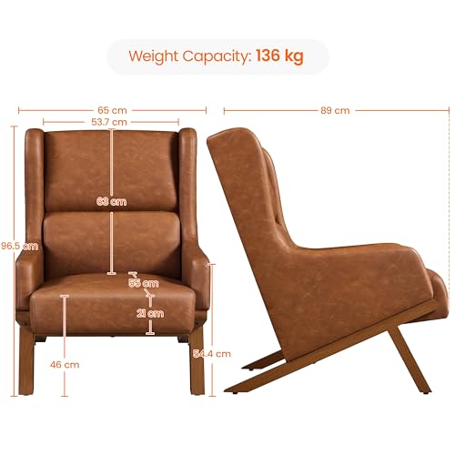 Yaheetech Brown PU Leather Accent Armchair